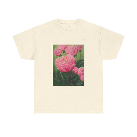 Unisex Heavy Cotton Tee - Pink Peonies