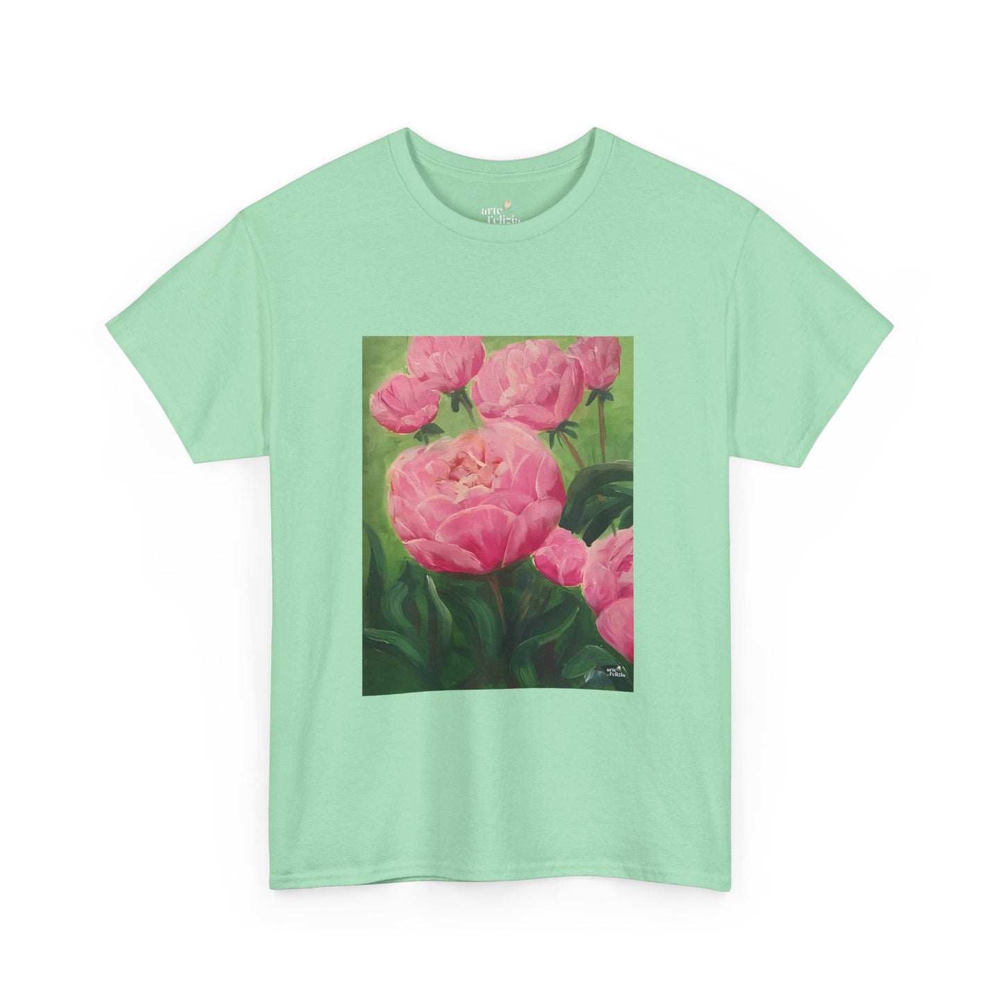 Unisex Heavy Cotton Tee - Pink Peonies