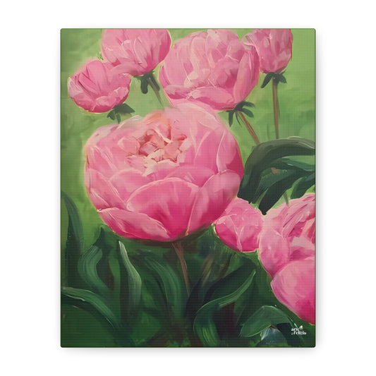 Matte Canvas, Stretched, 1.25" - Pink Peonies