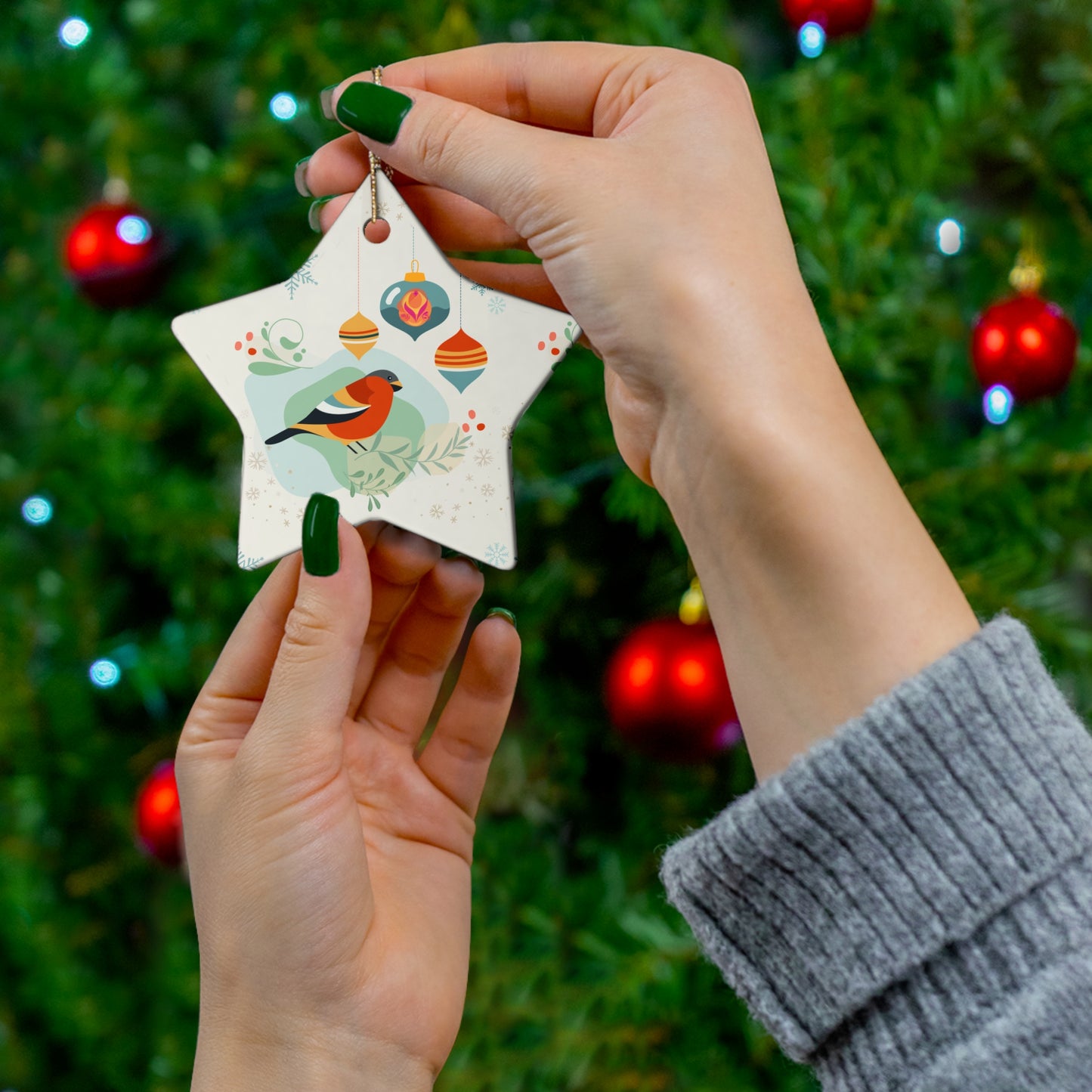 Ceramic Ornament, 4 Shapes - Christmas (bird)