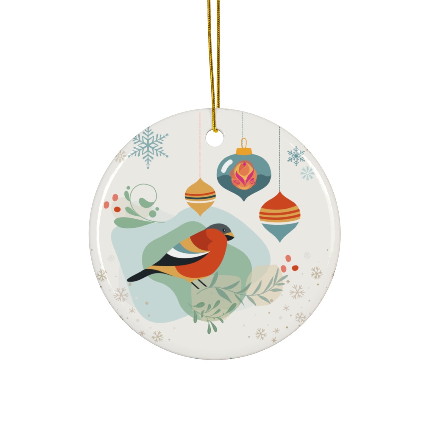 Ceramic Ornament, 4 Shapes - Christmas (bird)