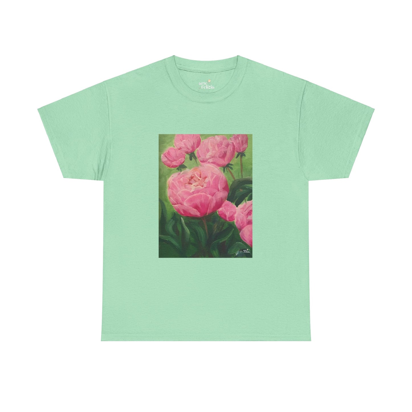 Unisex Heavy Cotton Tee - Pink Peonies