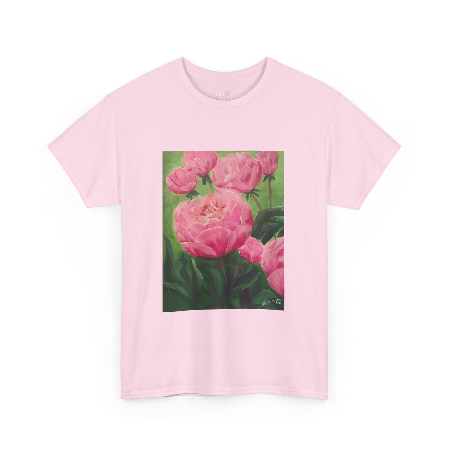 Unisex Heavy Cotton Tee - Pink Peonies