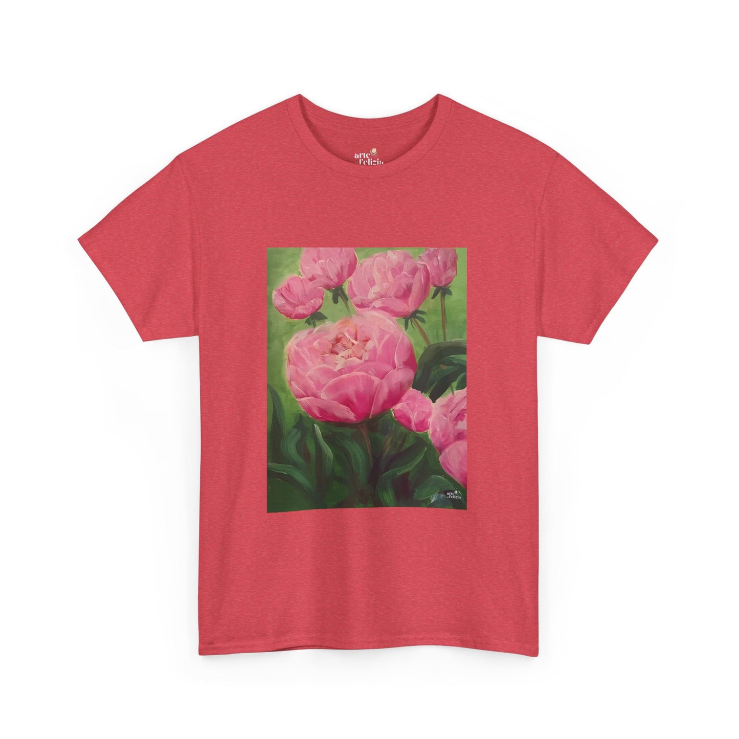 Unisex Heavy Cotton Tee - Pink Peonies