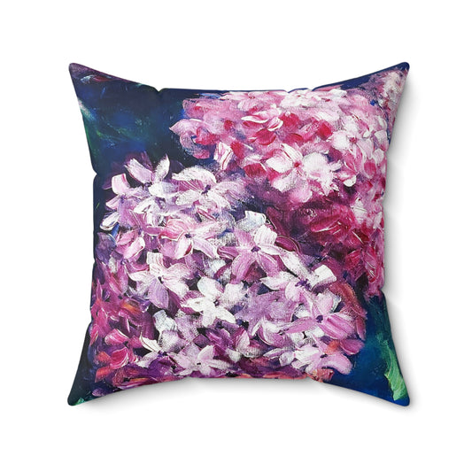 Spun Polyester Square Pillow - Hydrangeas