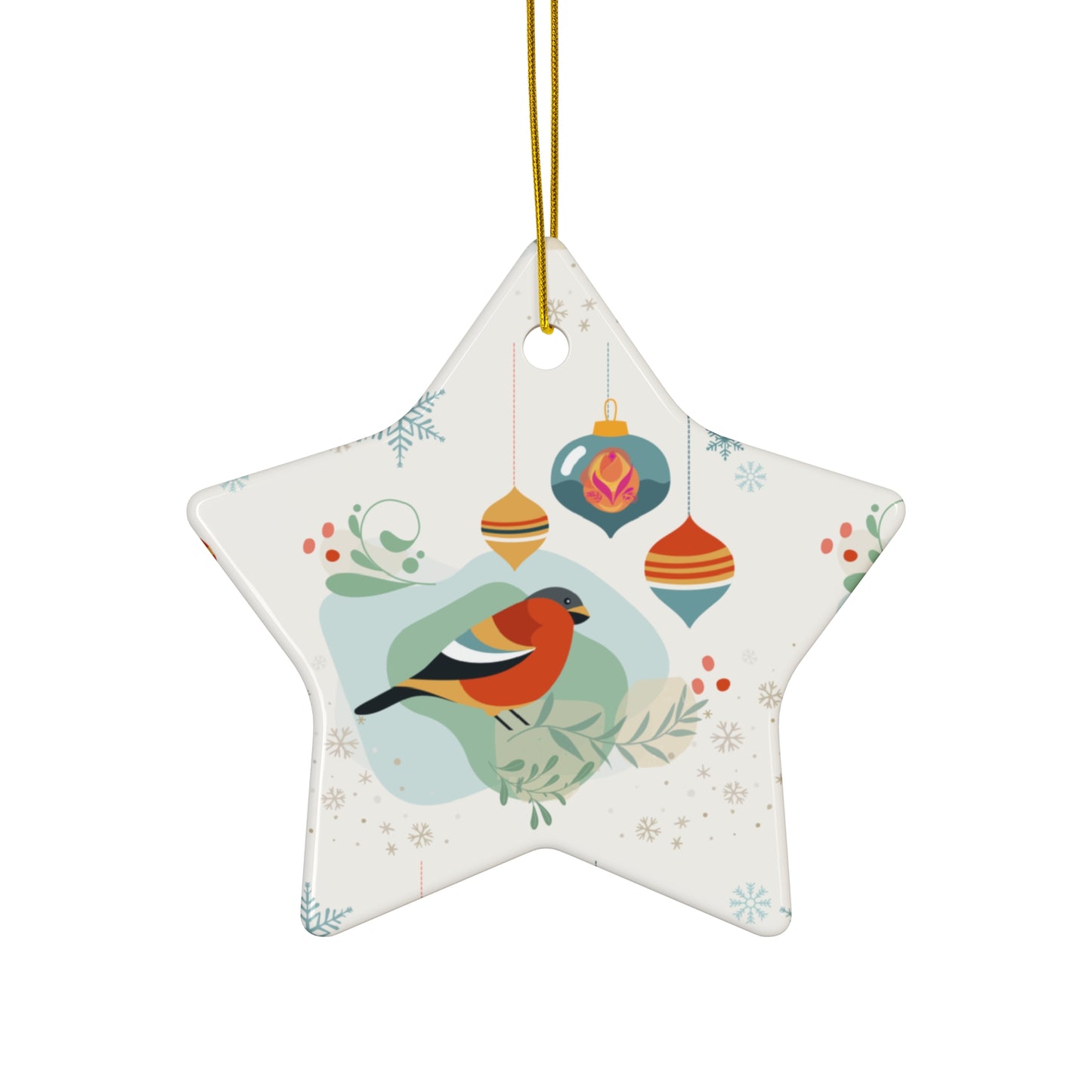 Ceramic Ornament, 4 Shapes - Christmas (bird)