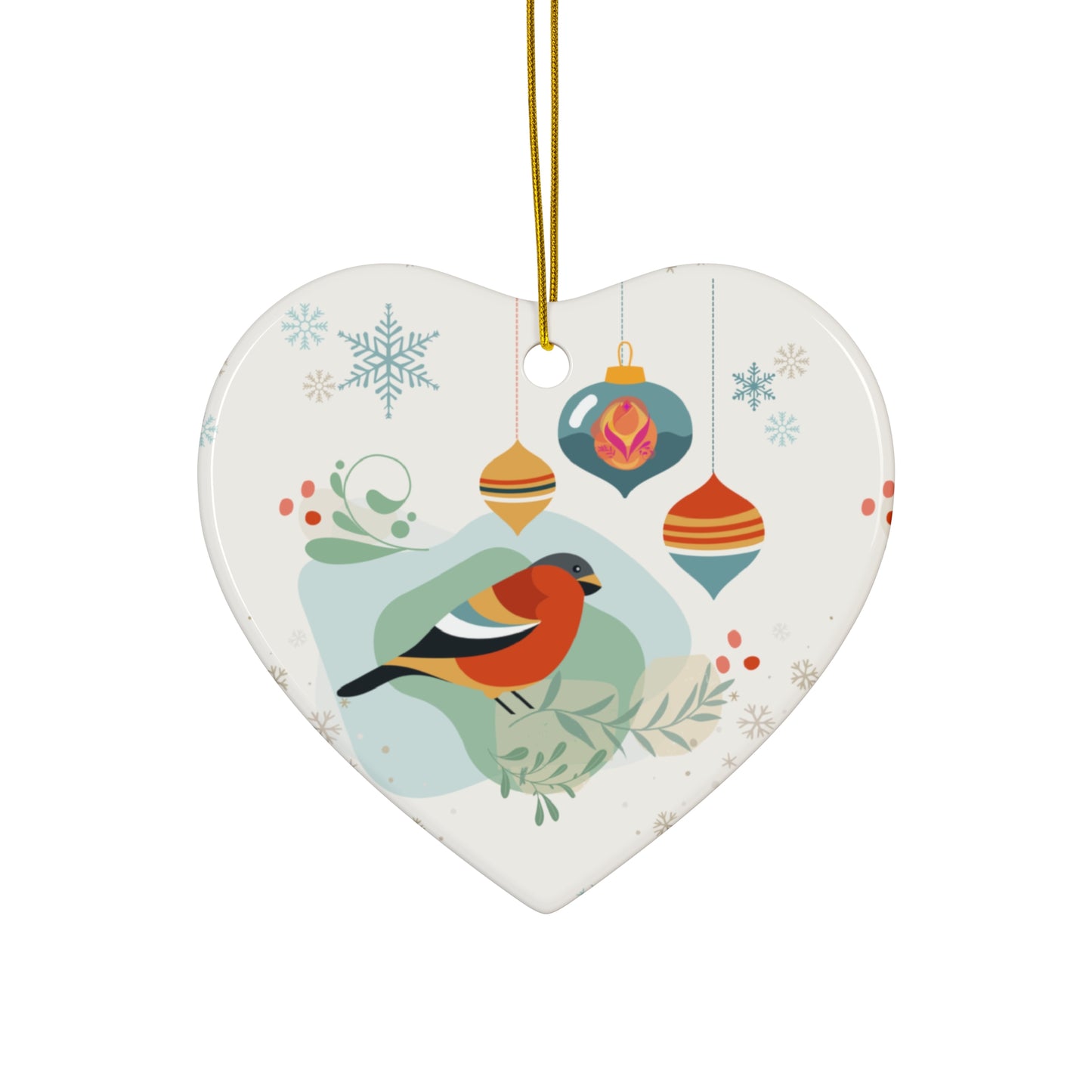 Ceramic Ornament, 4 Shapes - Christmas (bird)