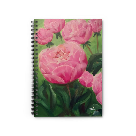 Spiral Notebook - Ruled Line - Pink Peonies