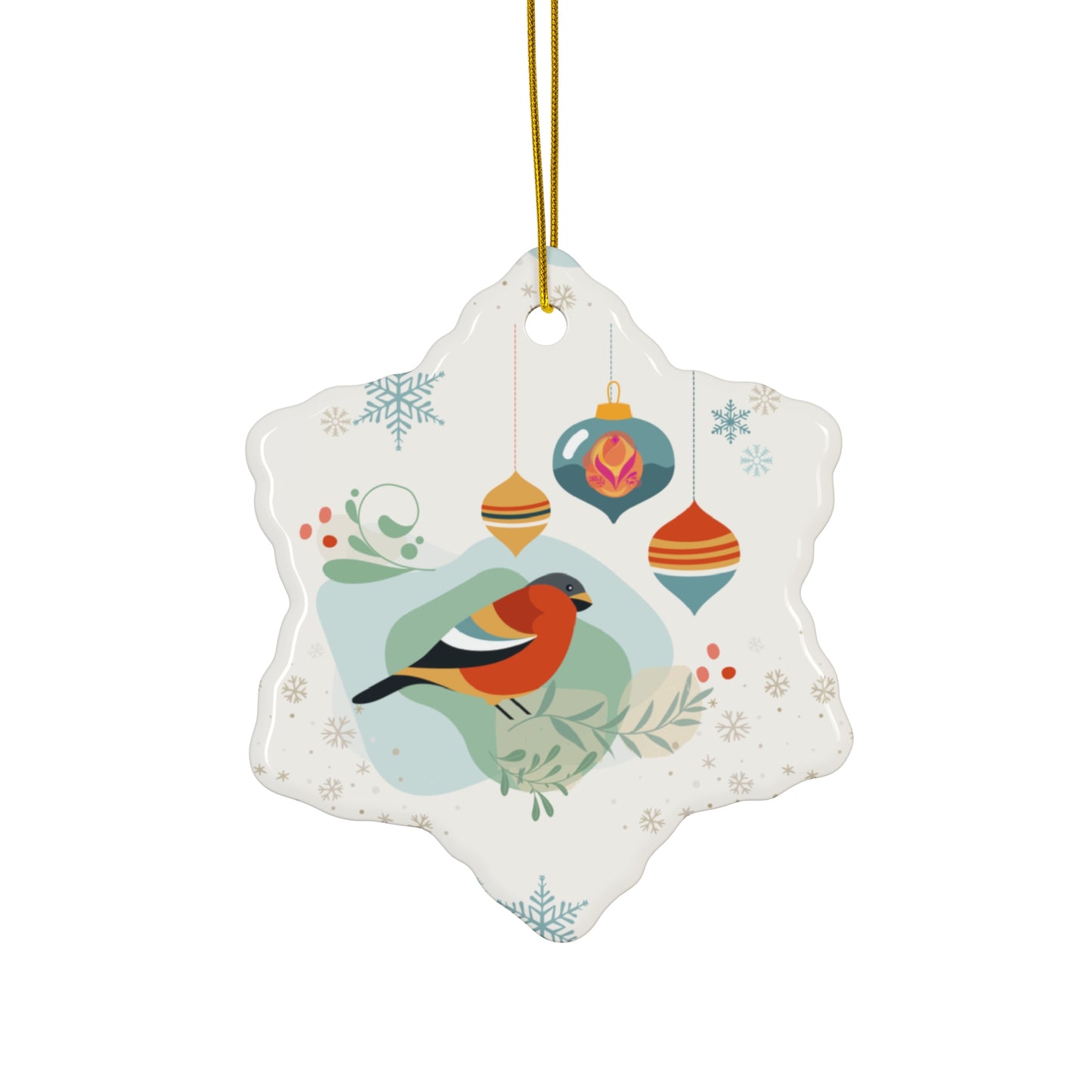 Ceramic Ornament, 4 Shapes - Christmas (bird)