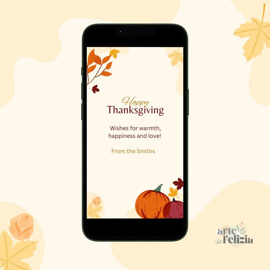 Downloadable Thanksgiving e-card - 9:16 or square - Canva editable template