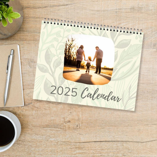 2025 Downloadable Family Wall Calendar - Canva editable template - Leaves